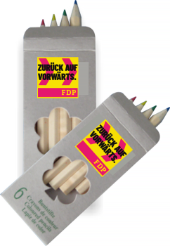 Buntstift-Set, 6 Stifte im Karton mit Kampagnenlogo (50 Stk.)