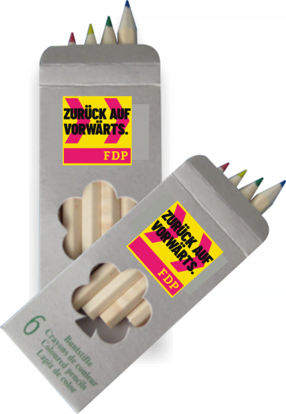 Buntstift-Set, 6 Stifte im Karton mit Kampagnenlogo (50 Stk.)